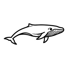 Obraz premium Minimalist Full Body Whale Aquatic Mammal Marine Life Black and White Outline Line Art Drawing