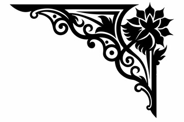 decorative corner element line art silhouette vector illustration
