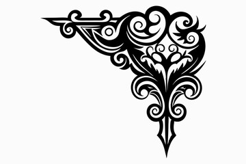 decorative corner element line art silhouette vector illustration