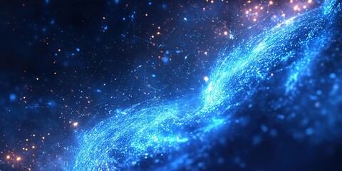 Obraz premium Exploring the beauty of the cosmos with vibrant blue and gold star formations in a distant galaxy