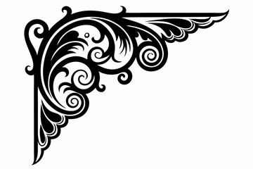 Fototapeta premium decorative corner element line art silhouette vector illustration
