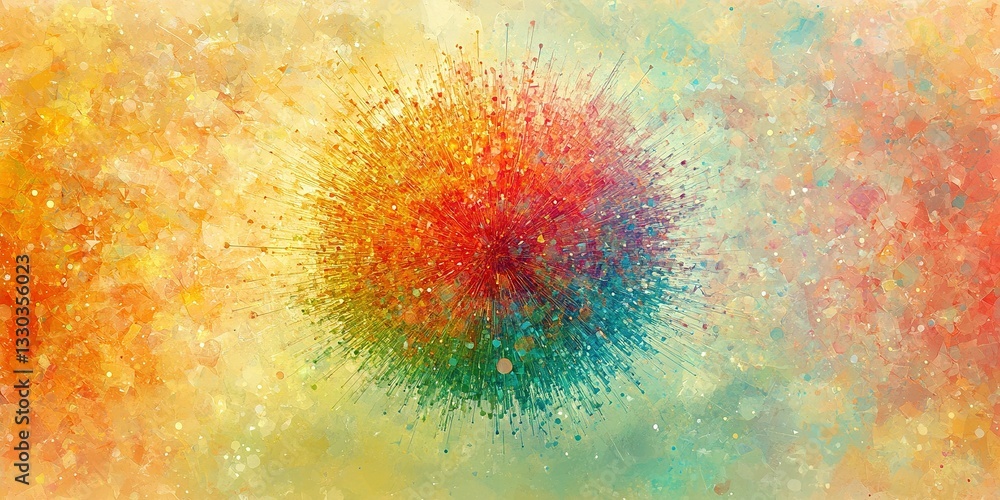 Poster bright abstract explosion of colors in a circular pattern illustrating creativity and energy in a mo