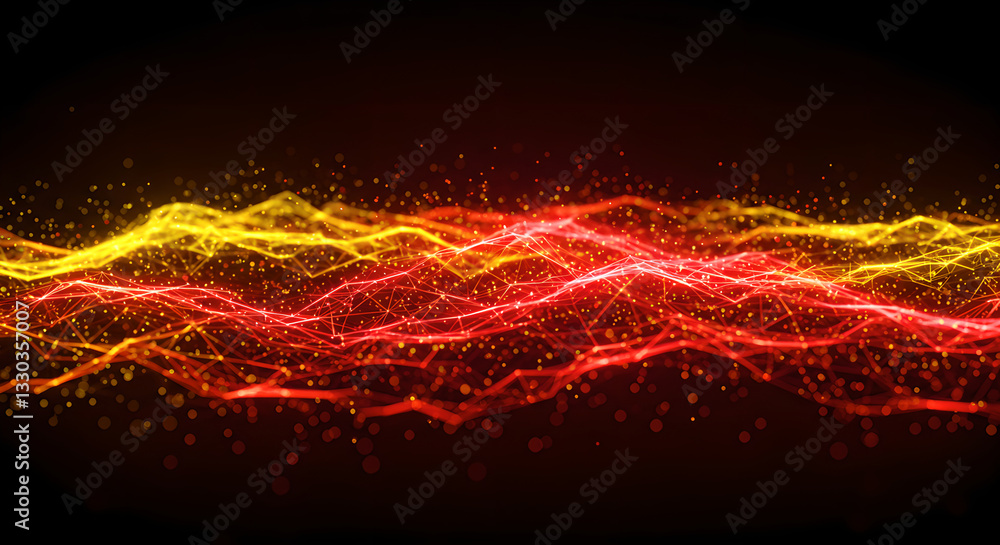 Poster abstract data stream with connected dots and lines. complex digital structure network and informatio