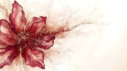 A beautiful artistic rendering featuring a large crimson colored flower