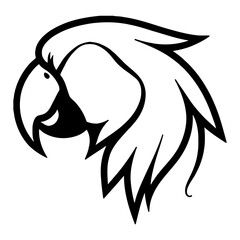 Obraz premium Parrot Head Profile Minimalist Black and White Outline Line Art Drawing for Logo Design and Decoration