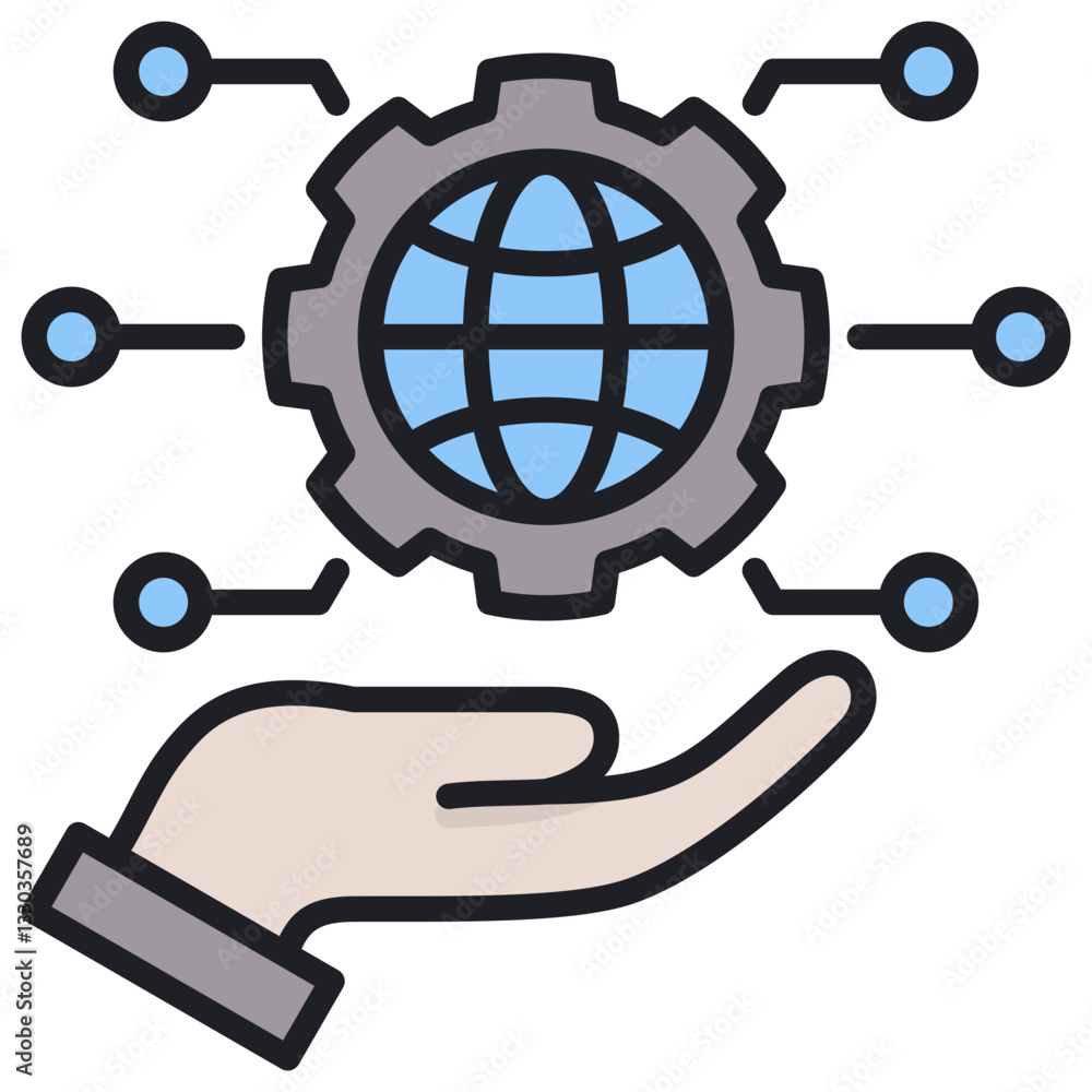 Poster digital transformation lineal color icon