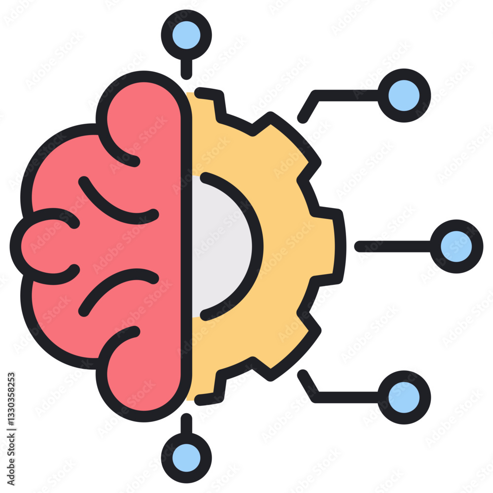 Poster machine learning lineal color icon