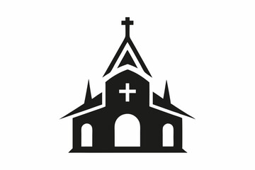 minimalist church icon logo line art silhouette vector illustration