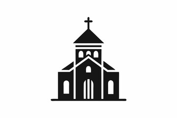 minimalist church icon logo line art silhouette vector illustration