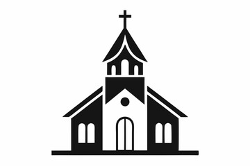 minimalist church icon logo line art silhouette vector illustration