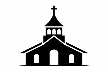minimalist church icon logo line art silhouette vector illustration
