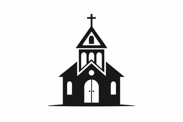 minimalist church icon logo line art silhouette vector illustration