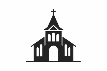 minimalist church icon logo line art silhouette vector illustration