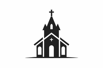 minimalist church icon logo line art silhouette vector illustration