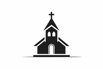 minimalist church icon logo line art silhouette vector illustration