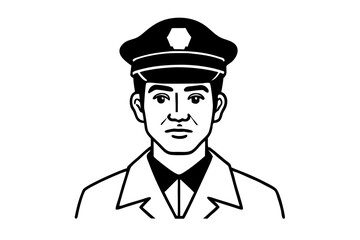 police officer icon line art silhouette vector illustration