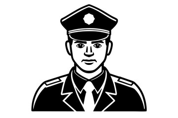 police officer icon line art silhouette vector illustration
