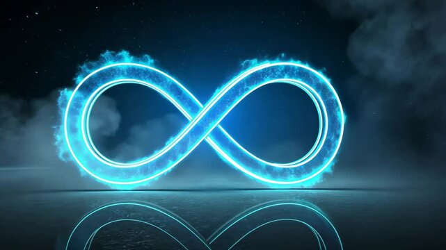 Glowing Infinity Loop with Mystical Smoke &ndash; Futuristic Neon Symbol