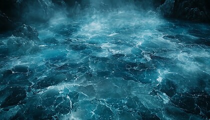 Dark Ocean Waves Crashing Against Rocks