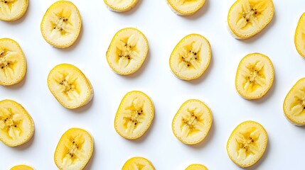 Banana slices isolated on white background fresh