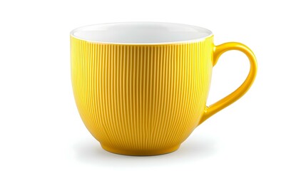 Close up yellow cup of black coffee isolated