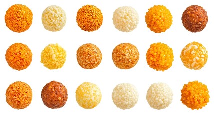 Fototapeta premium Corn balls collection isolated on white
