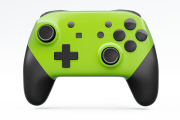 Realistic green video game joystick or gamepad on white background © Vasyl Onyskiv