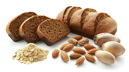 ginger bread with ingredients on white