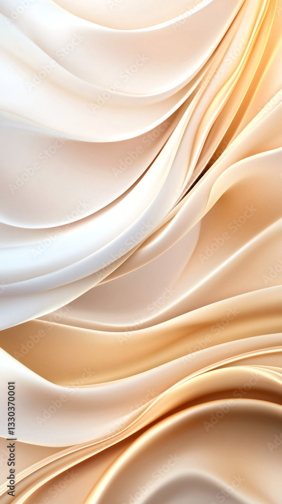 Poster luxurious beige and golden silk or satin texture forming soft folds as abstract background