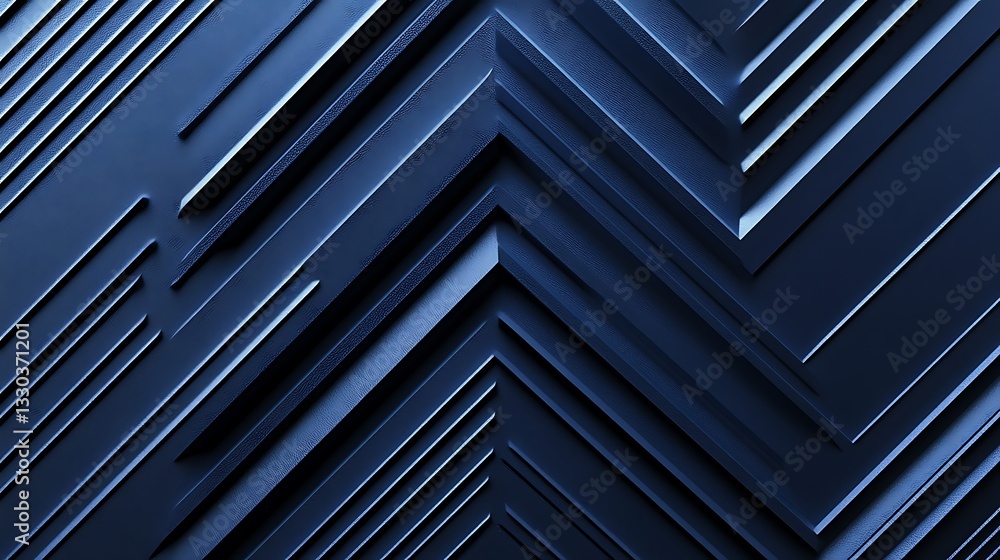 Poster dark blue geometric background with layered diagonal lines in 3d style