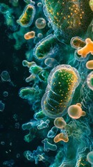 Naklejka premium An InDepth and Detailed Microscopic View of Bacteria Present Within Aquatic Environments and Their Complex Interactions