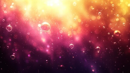Abstract vibrant background with bubbles and bokeh.