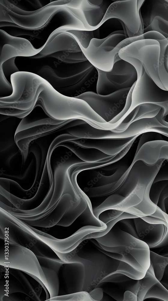 Poster Abstract black and white waves creating a beautiful pattern, perfect for backgrounds and creative projects
