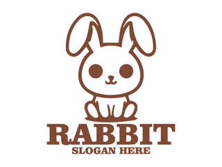 illustration vector minimalist rabbit line art with rounded ears and simple facial features on a white background, rabbit with elongated ears and logo rabbit
