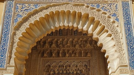 Intricate Architectural Detail of an Ornate Moorish Archway Structure