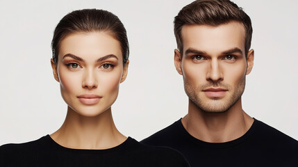 A woman and a man sit side by side, symbolizing balance and duality. AI Generated.
