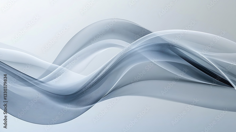Poster abstract grayscale waves and fluid lines in minimalist digital art