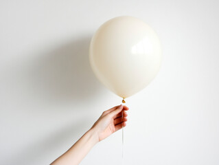 hand holding white balloon