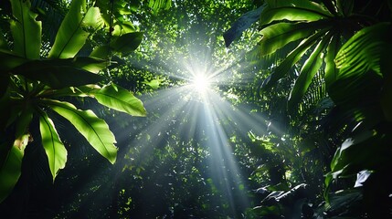 Obraz premium Sunlight in Lush Tropical Forest