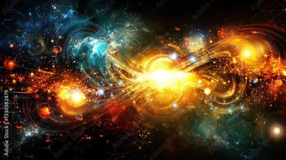 Poster abstract visualization of cosmic events and celestial phenomenon, artistic design