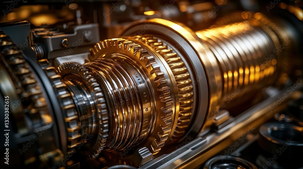 Poster close-up of intricate gears and mechanisms. detailed view of complex machinery components