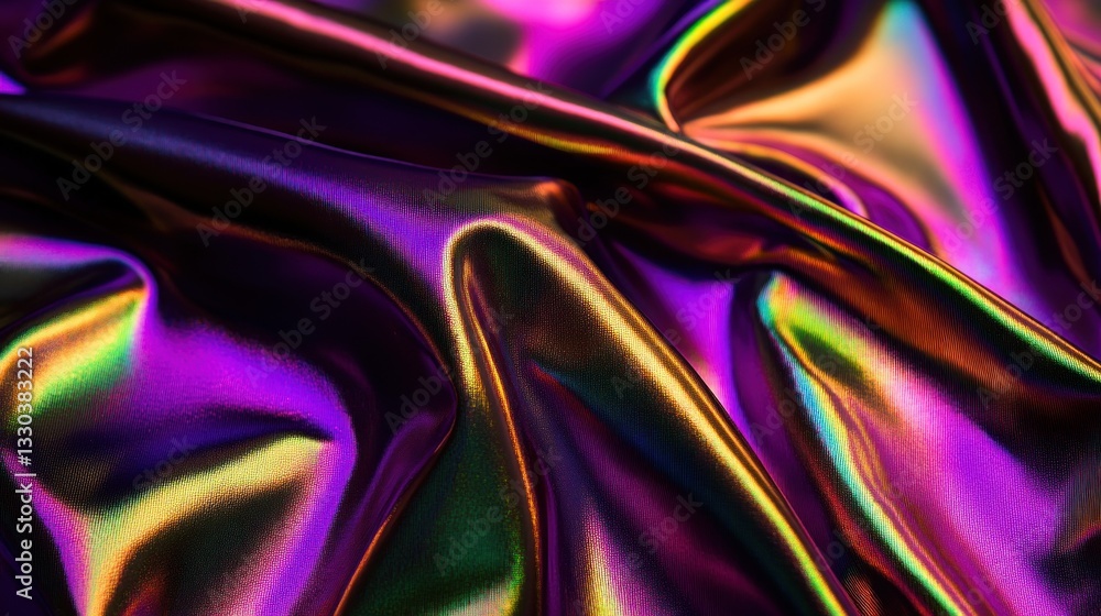 Poster iridescent texture with holographic effect folds abstract shiny and smooth surface