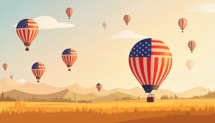 Obraz premium Colorful hot air balloons soaring in morning light, festive freedom