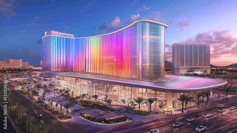 Poster opulent resort architecture showcasing dynamic color and modern design