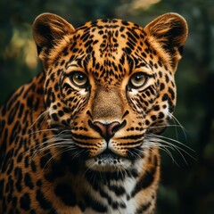 Obraz premium Portrait of leopard on the background of nature. Wildlife scene.