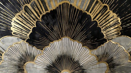Art deco pattern with fan-shaped motif and geometric design

