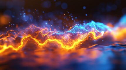 Abstract fiery and icy energy flow.