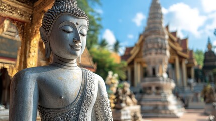 Serene Buddha Statue at a Thai Temple