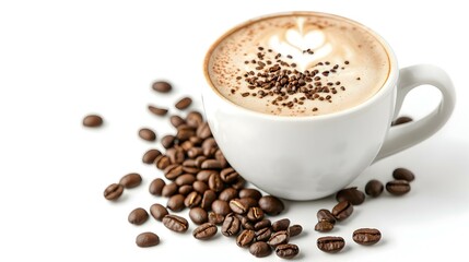 Obraz premium Isolated white background with coffee latte