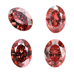 Fototapeta premium diamond stone with transparent background,red diamond crystal gems,red diamond gem